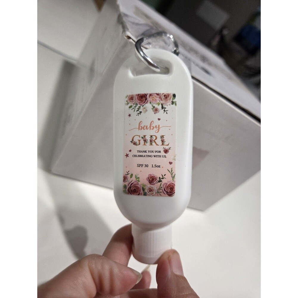 SET OF 24 Baby Shower Favors  Baby Girl Gifts SPF30 Bottle WITH CLIP. B18